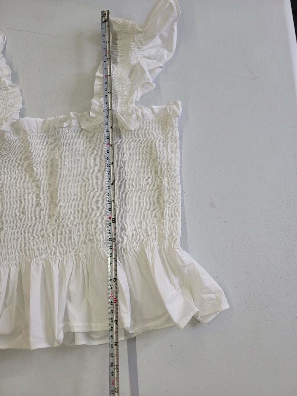 Hill House The Paz nap White Smocked Ruffle Peplum Top - Picture 10 of 11